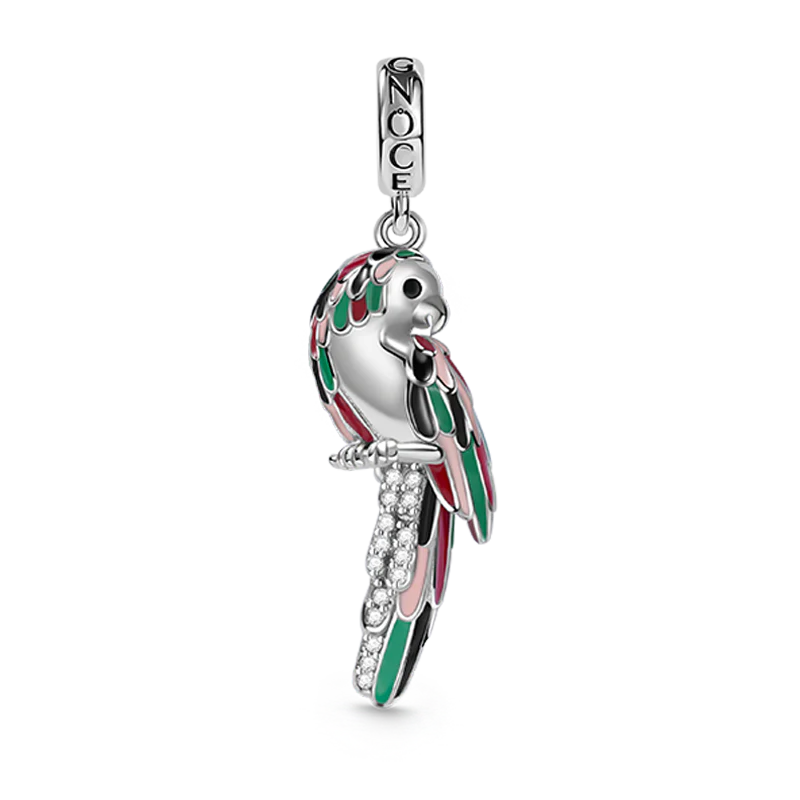 Gnoce Parrot Charm Platinum-plated Silver Blend
