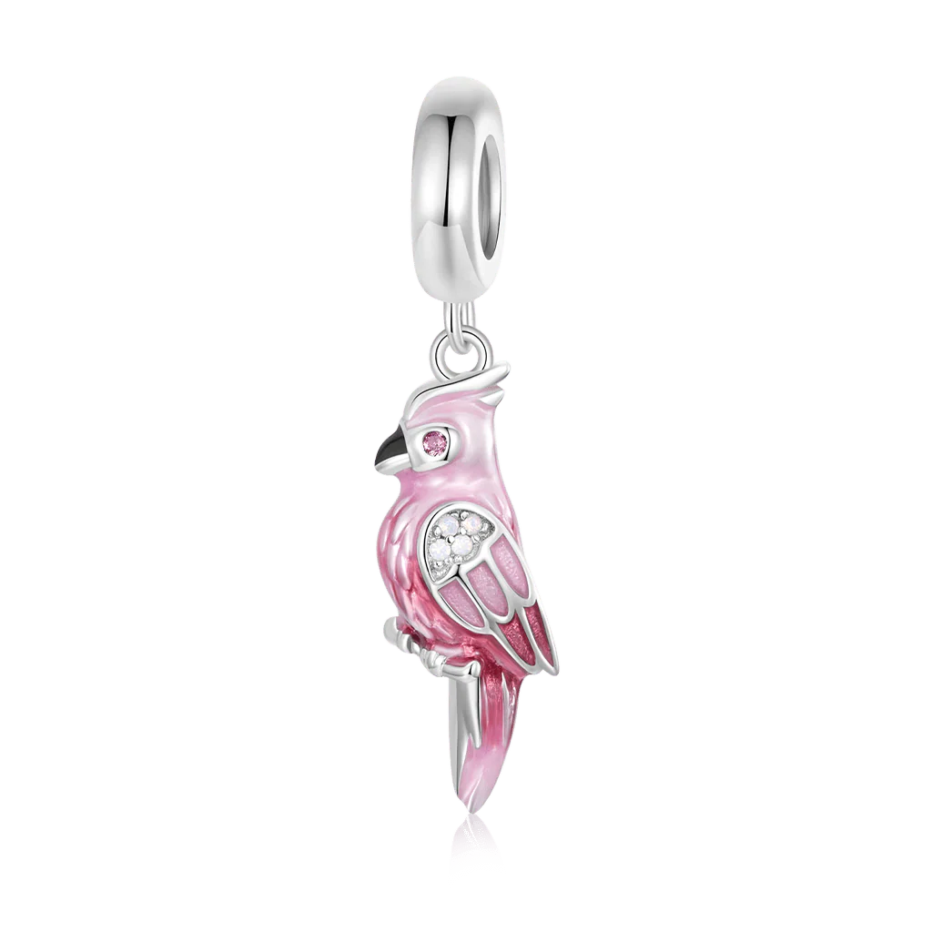 Gnoce Delicate Pink Parrot Pendant Dangle Charm