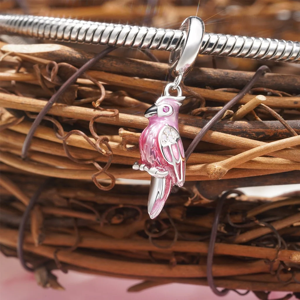 Gnoce Delicate Pink Parrot Pendant Dangle Charm - Image 2