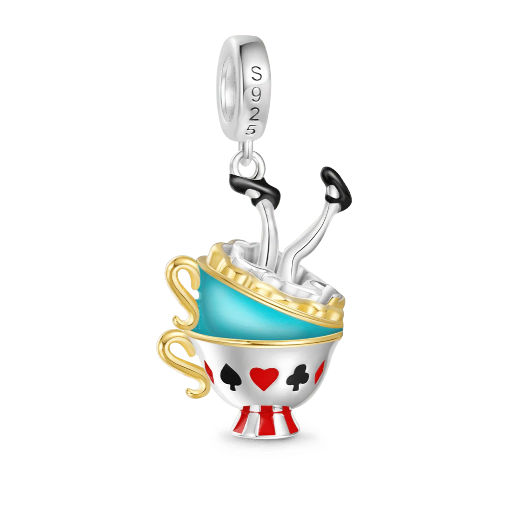 Gnoce Alice's Adventures in Wonderland Party Teacup Pendant Dangle Charm - Image 2
