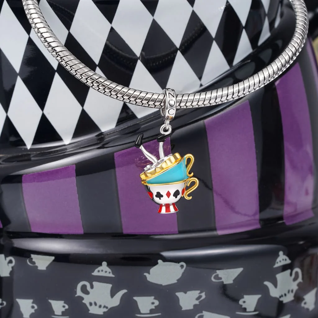 Gnoce Alice's Adventures in Wonderland Party Teacup Pendant Dangle Charm - Image 3