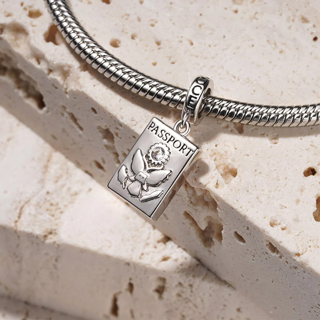 Gnoce Passport Personalized Photo Charm Platinum-plated Silver Blend - Image 2