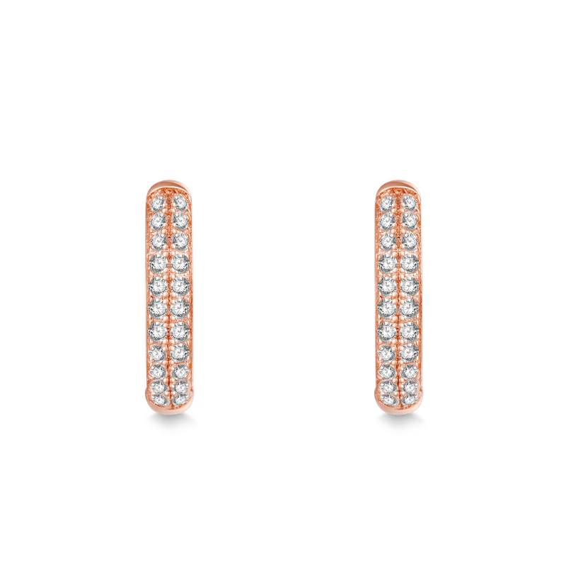 Gnoce Double Row Pave Circle Stud Earrings Platinum-plated Silver Blend - Image 2