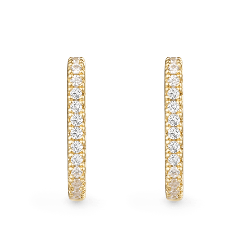 Gnoce Pave Huggie Stud Earrings Platinum-plated Silver Blend