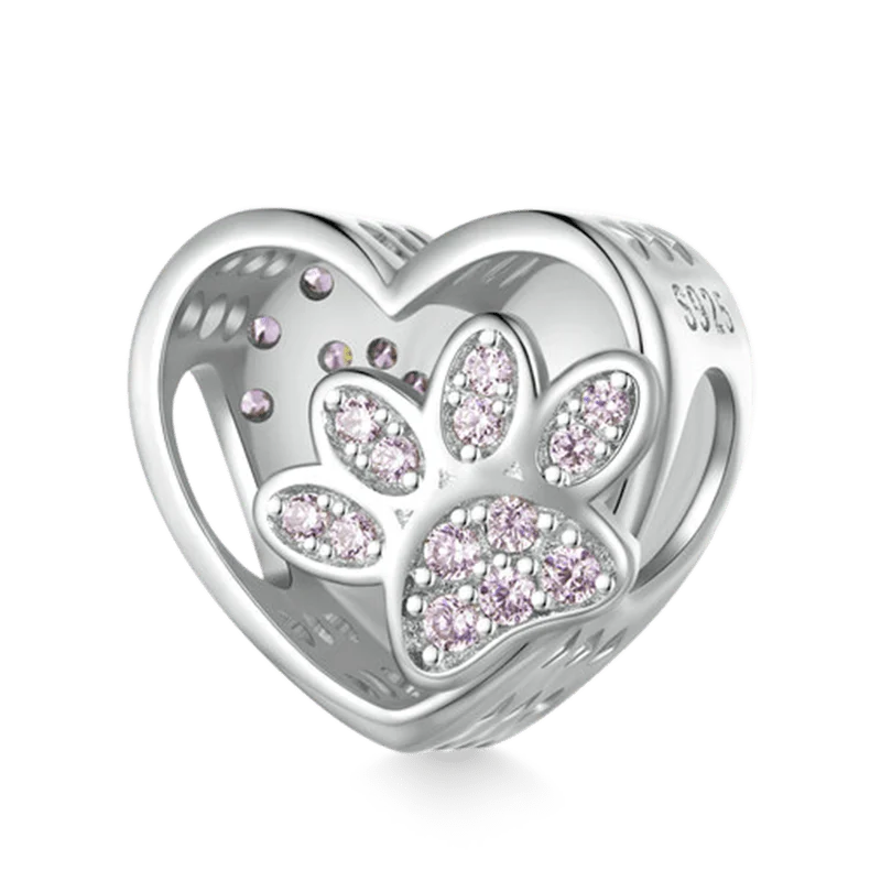 Gnoce Cute Pet Paw Print Heart Charm