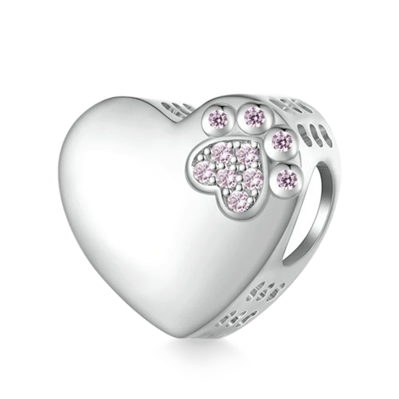 Gnoce Cute Pet Paw Print Heart Charm - Image 2