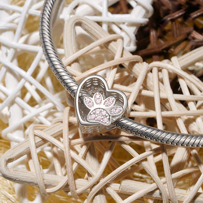 Gnoce Cute Pet Paw Print Heart Charm - Image 3