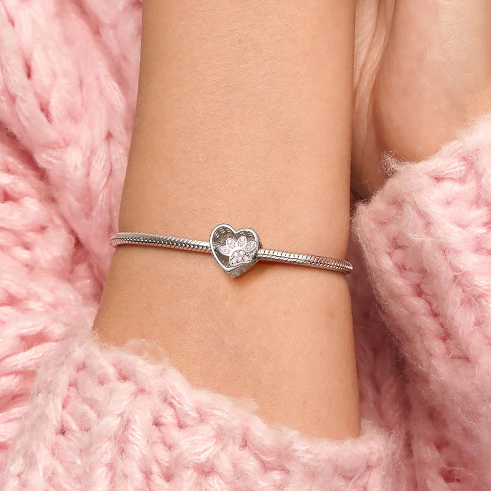 Gnoce Cute Pet Paw Print Heart Charm - Image 5
