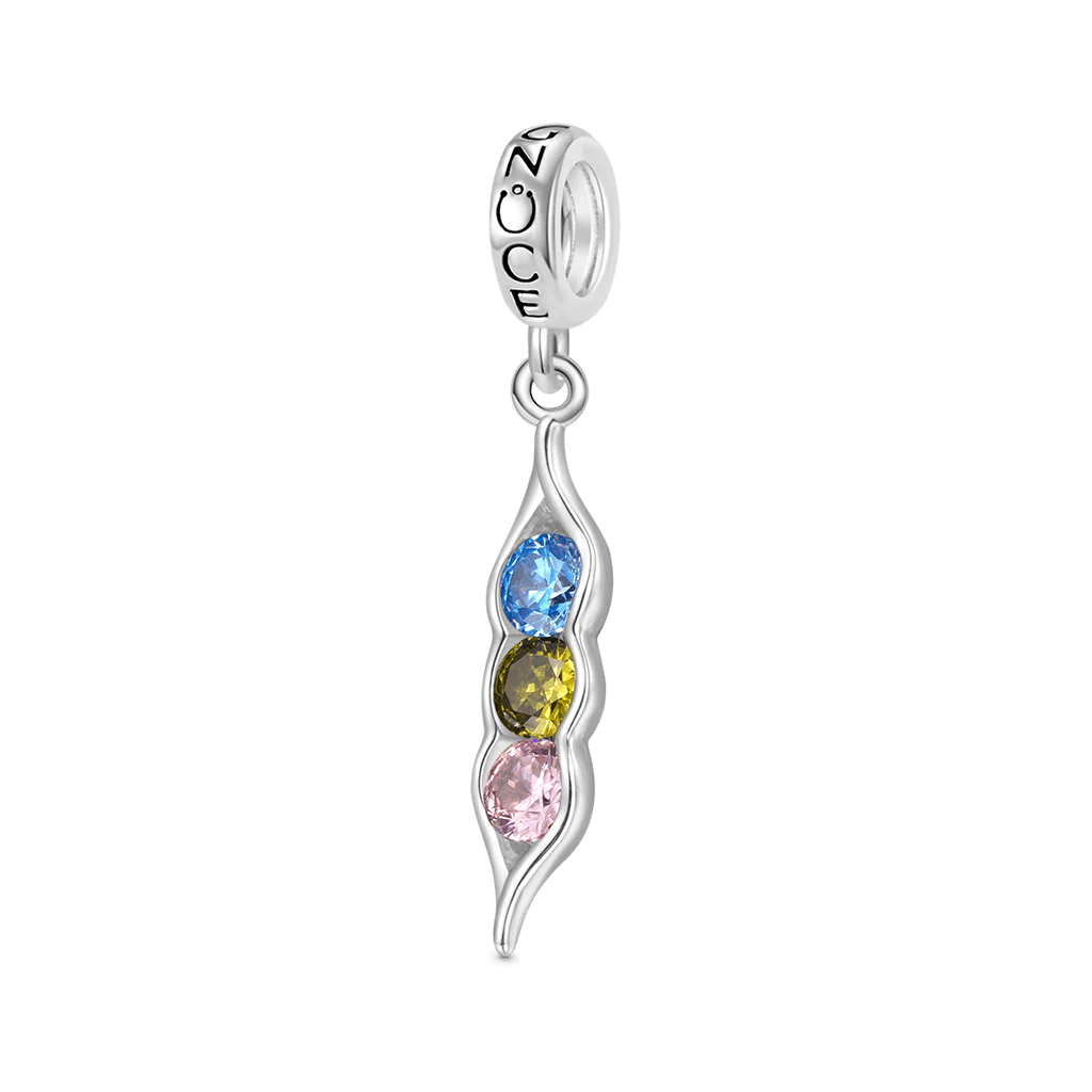 Gnoce Birthstone Pea Pod Charm Platinum-plated Silver Blend - Image 2