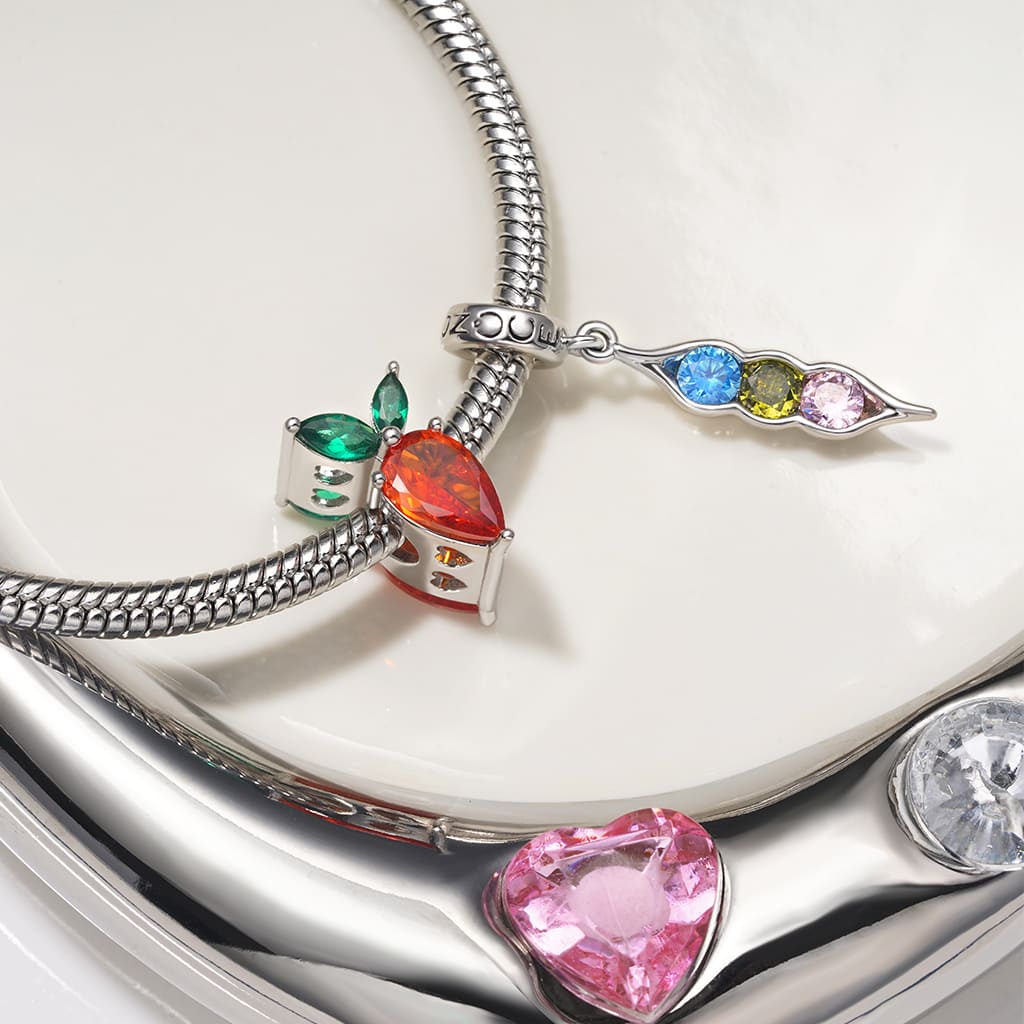 Gnoce Birthstone Pea Pod Charm Platinum-plated Silver Blend - Image 4