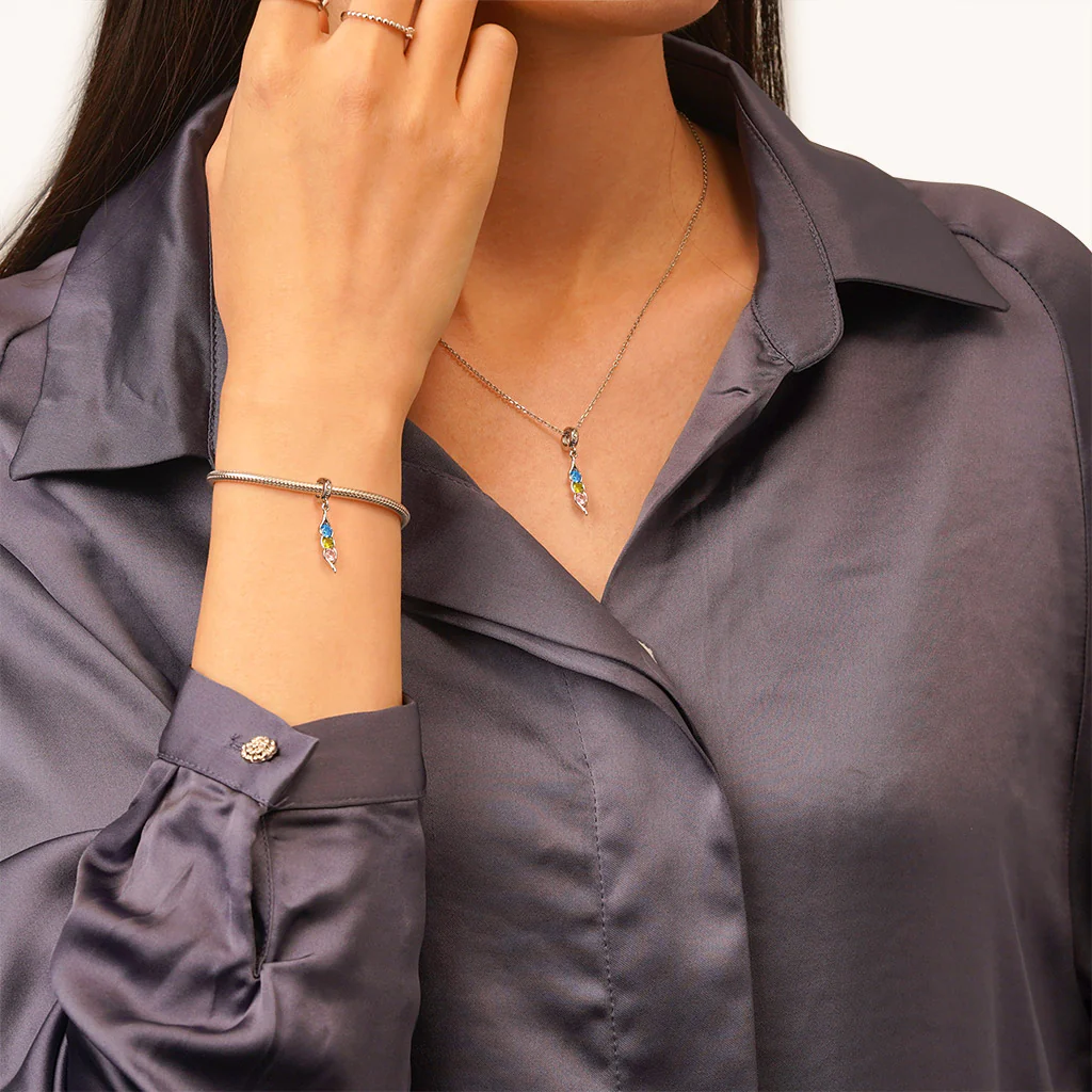 Gnoce Birthstone Pea Pod Charm Platinum-plated Silver Blend - Image 5