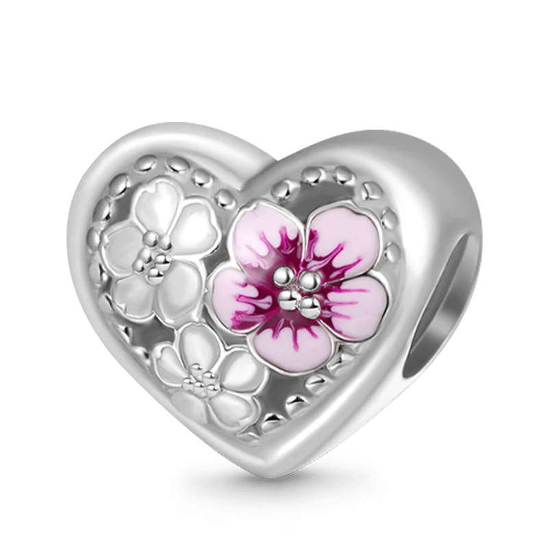 Gnoce Pink Peach Blossom Heart Charm