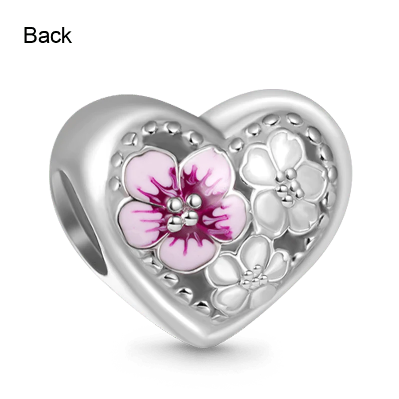 Gnoce Pink Peach Blossom Heart Charm - Image 2