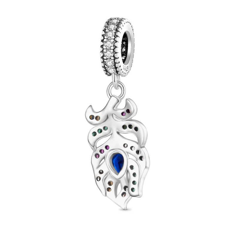 Gnoce Peacock Feather Pendant Dangle Charm - Image 2