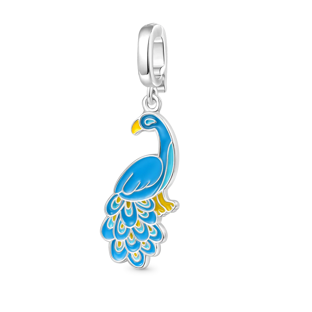 Gnoce Peacock Tail Clasp Clusters Charm Platinum-plated Silver Blend