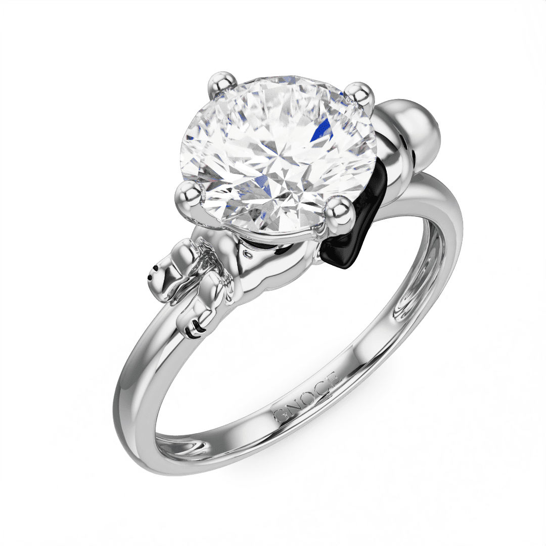 Gnoce Peanuts Lovingly Snoopy Embraces Moissanite Round Cut Ring - Image 3