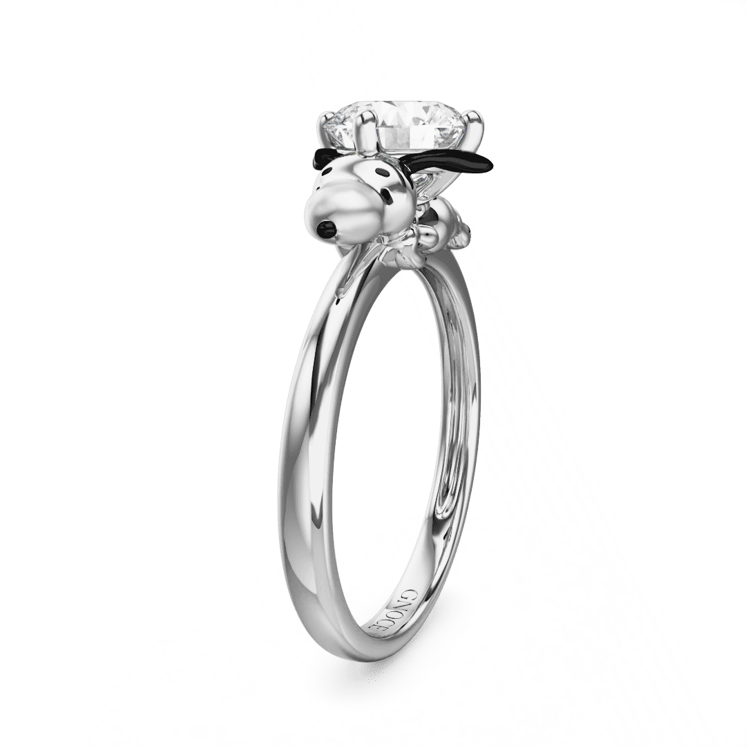 Gnoce Peanuts Lovingly Snoopy Embraces Moissanite Round Cut Ring - Image 4