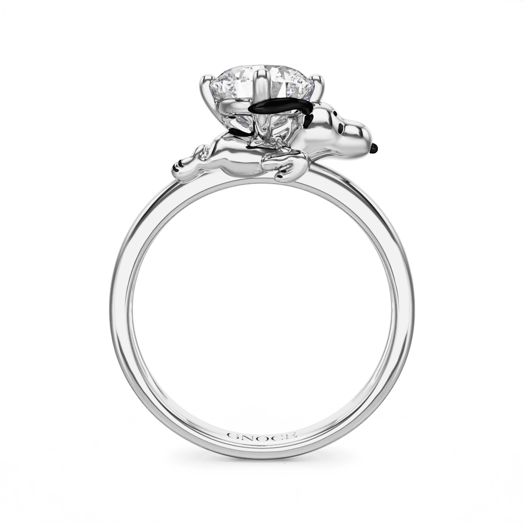 Gnoce Peanuts Lovingly Snoopy Embraces Moissanite Round Cut Ring - Image 5