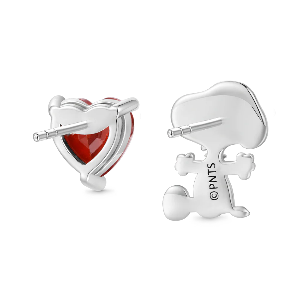 Gnoce Peanuts "Find Your True Love" Snoopy Heart Stud Earrings - Image 3