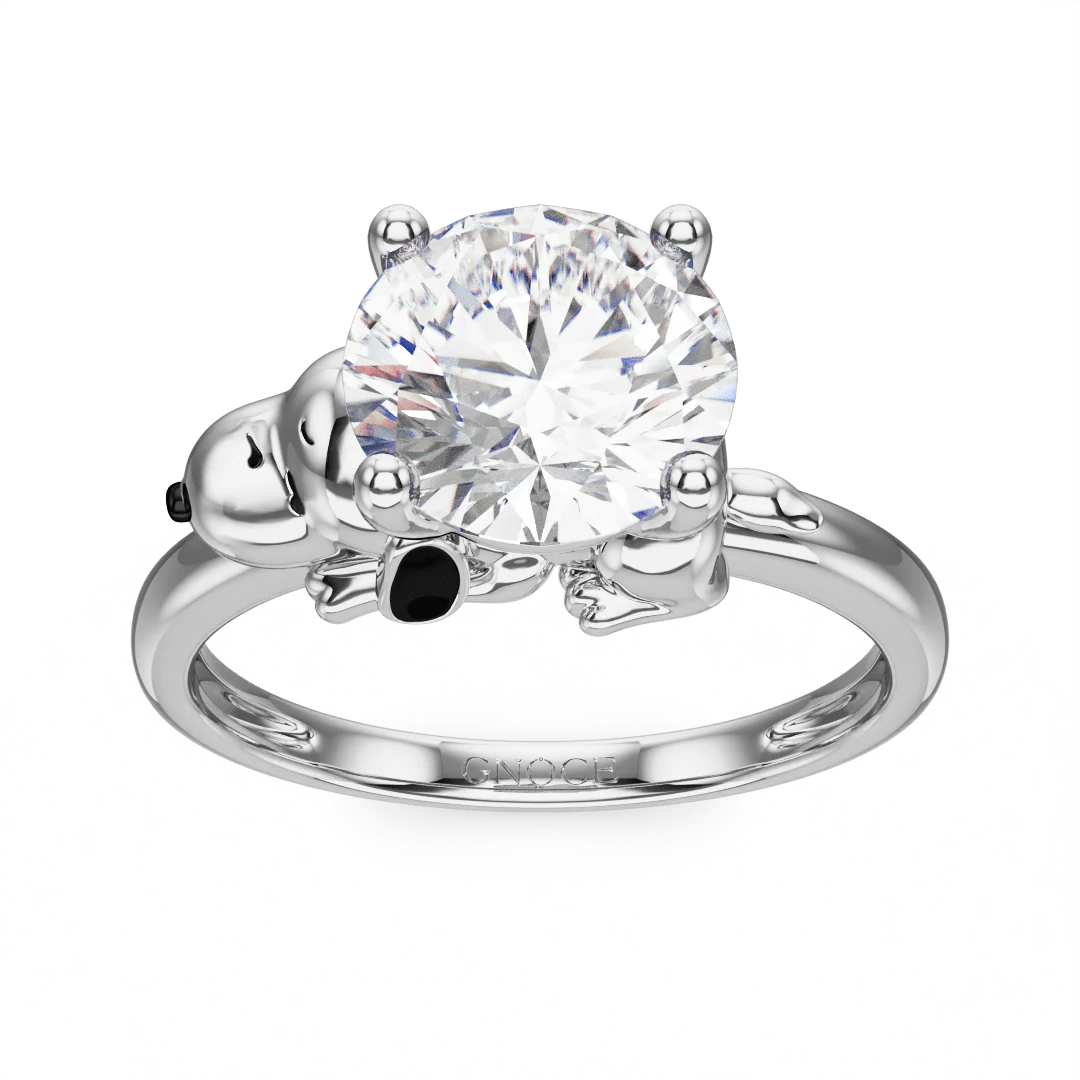 Gnoce Peanuts Snoopy Embraces Moissanite Round Cut Ring - Image 3