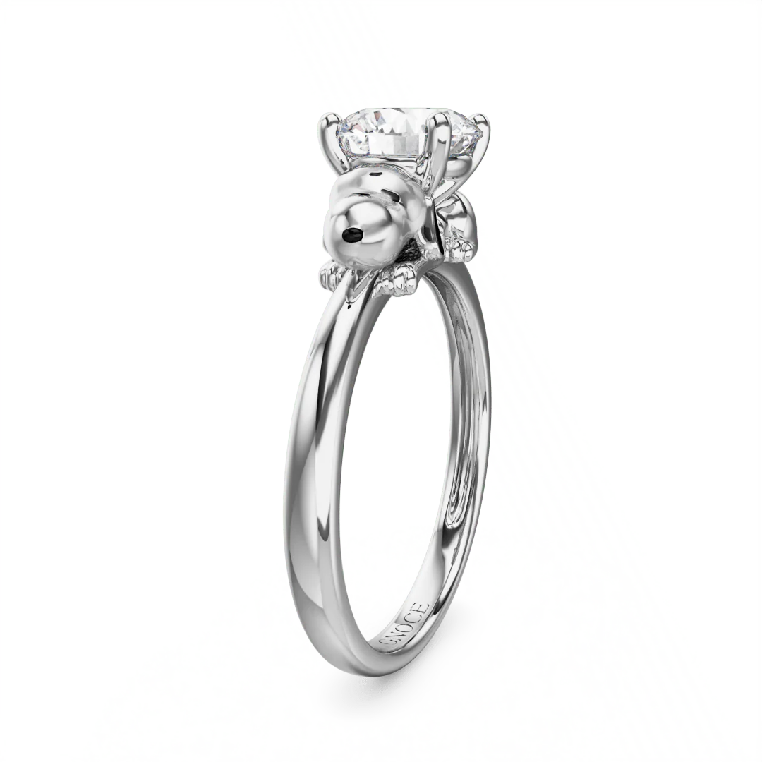Gnoce Peanuts Snoopy Embraces Moissanite Round Cut Ring - Image 4