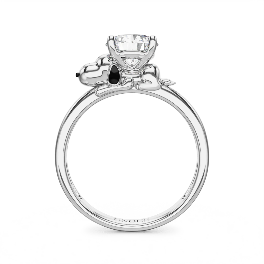 Gnoce Peanuts Snoopy Embraces Moissanite Round Cut Ring - Image 5