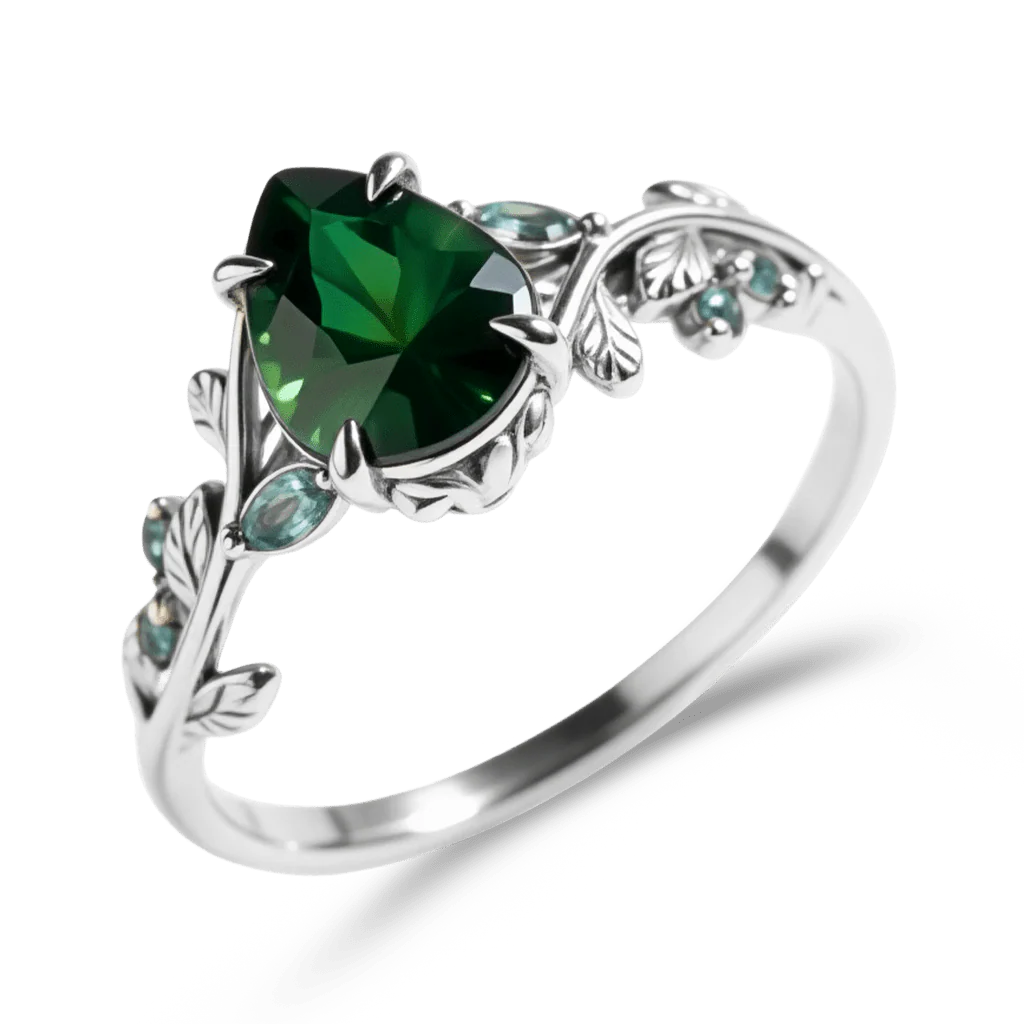 Gnoce Nature-Inspired Twig Pear-Cut Engagement Ring - Image 4