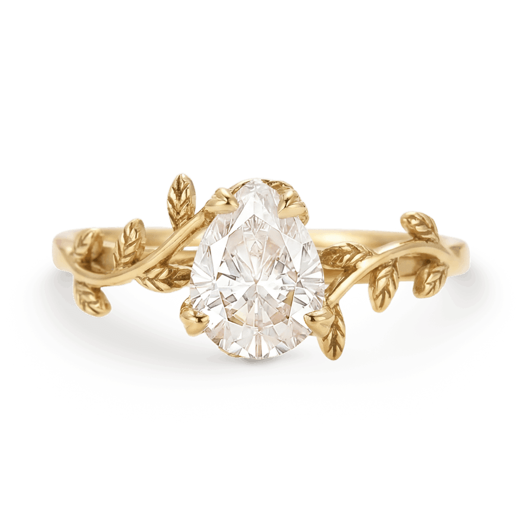 Gnoce Nature-Inspired Vine Pear-cut Engagement Ring