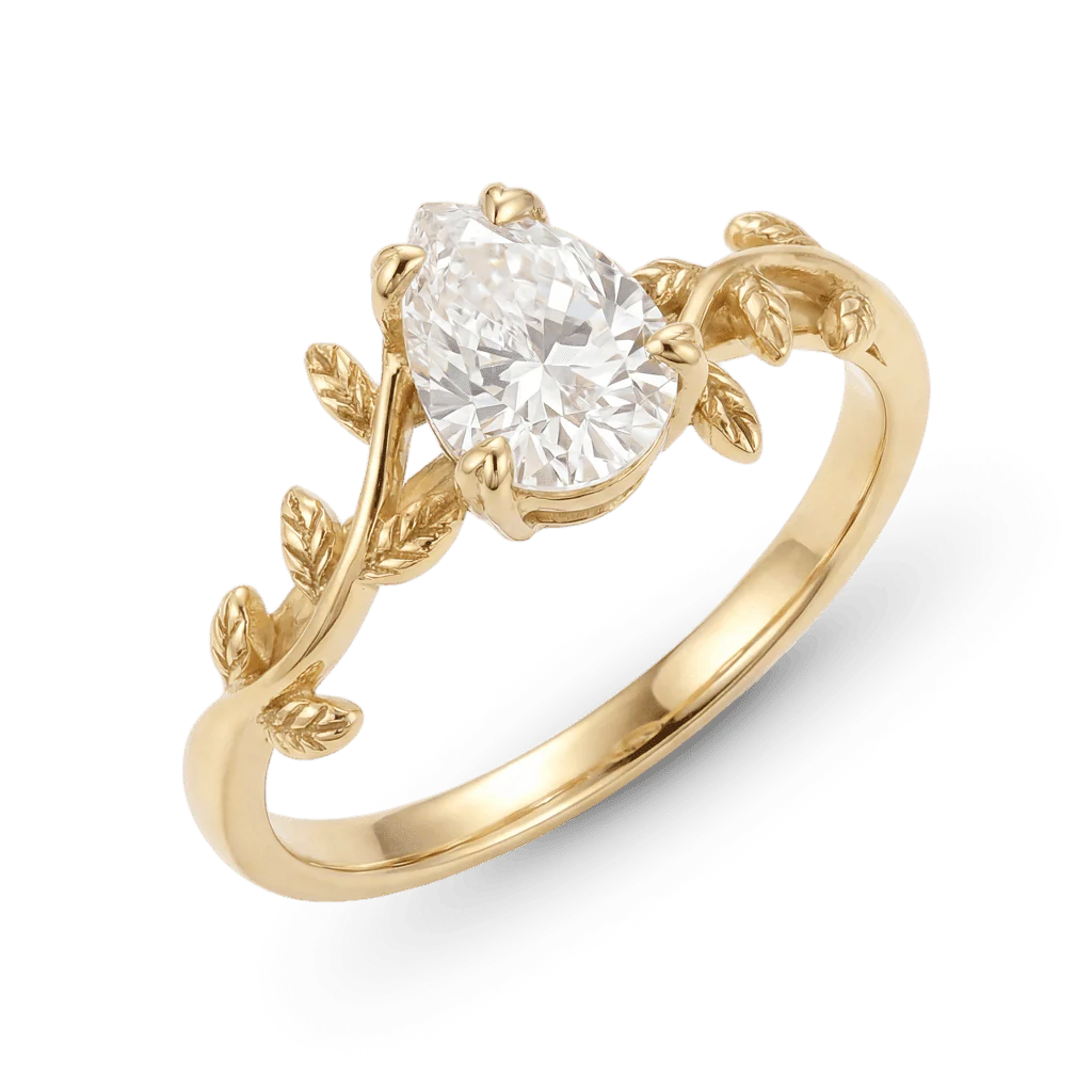 Gnoce Nature-Inspired Vine Pear-cut Engagement Ring - Image 4