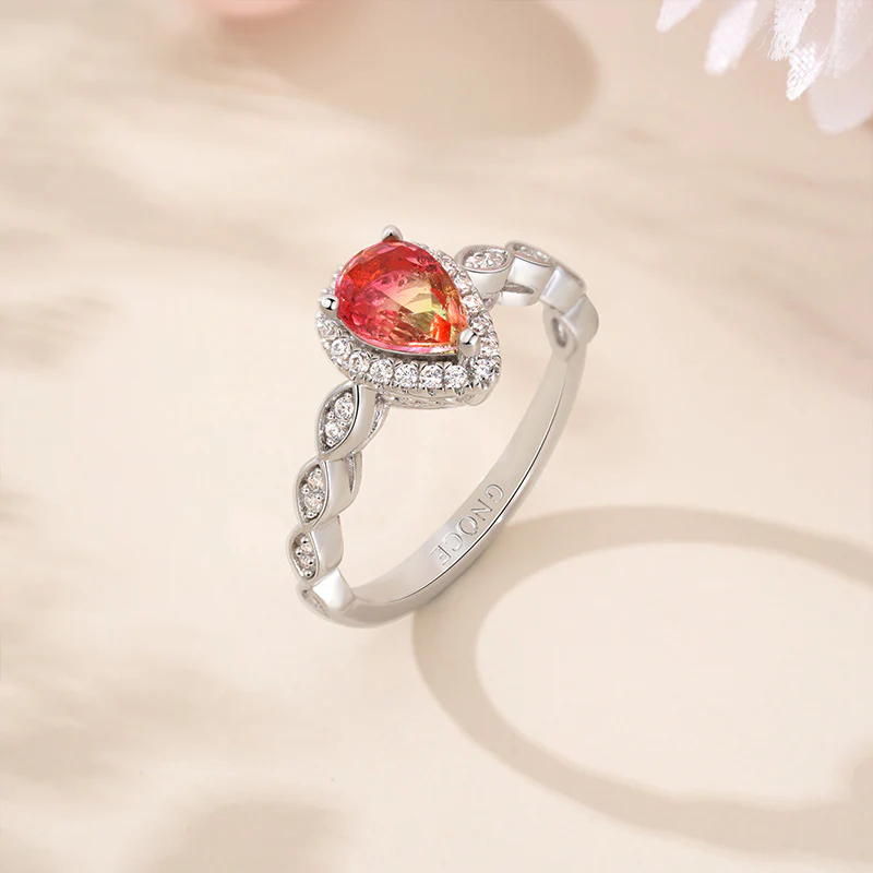 Gnoce Pear-cut Opal Promise Ring Platinum-plated Silver Blend - Image 3