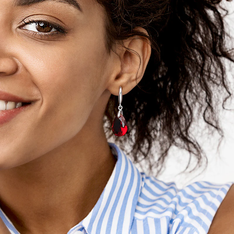 Gnoce Pear-shape Drop Birthstone Dangle Earrings - Image 2