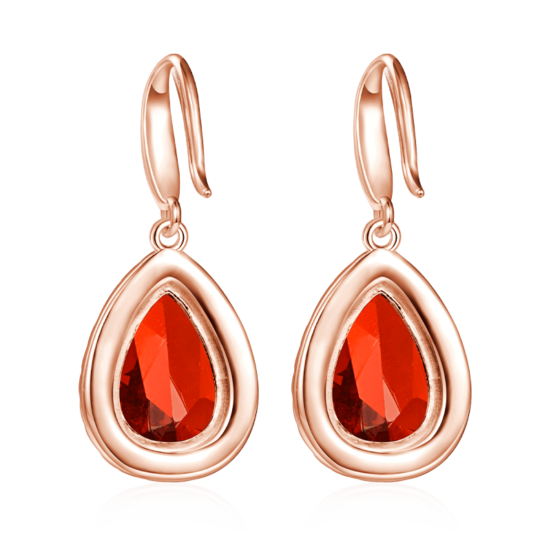 Gnoce Pear-shape Drop Birthstone Dangle Earrings 18K Rose Gold Plated - Image 2