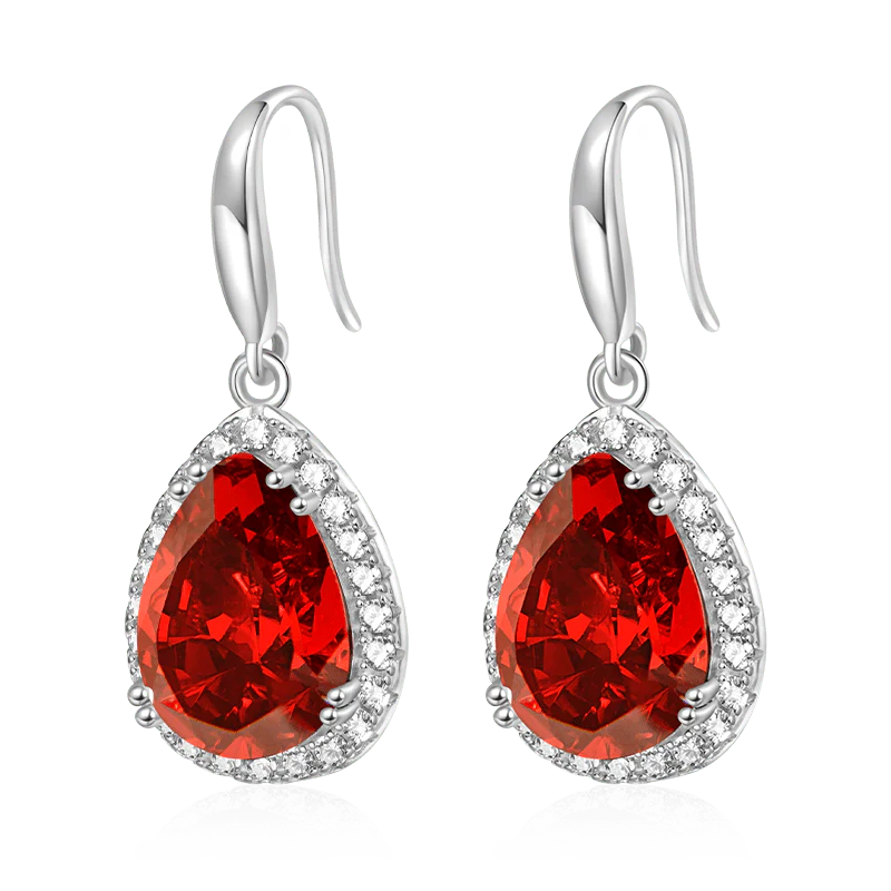Gnoce Pear-shape Drop Birthstone Dangle Earrings