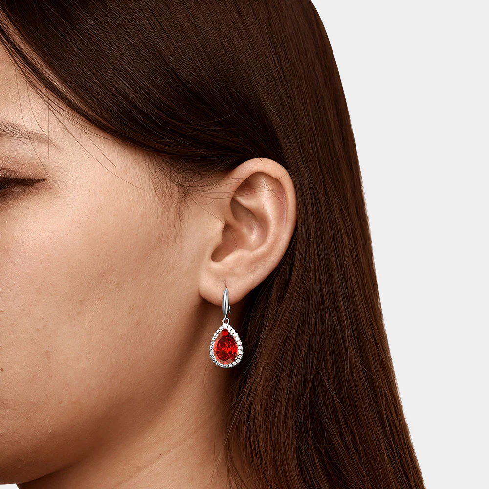 Gnoce Pear-shape Drop Birthstone Dangle Earrings - Image 3