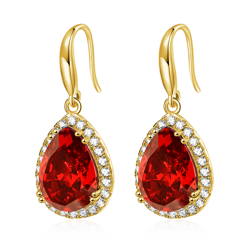 Gnoce Pear-shape Drop Birthstone Dangle Earrings 18K Gold Plated