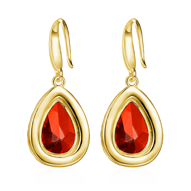 Gnoce Pear-shape Drop Birthstone Dangle Earrings 18K Gold Plated - Image 2