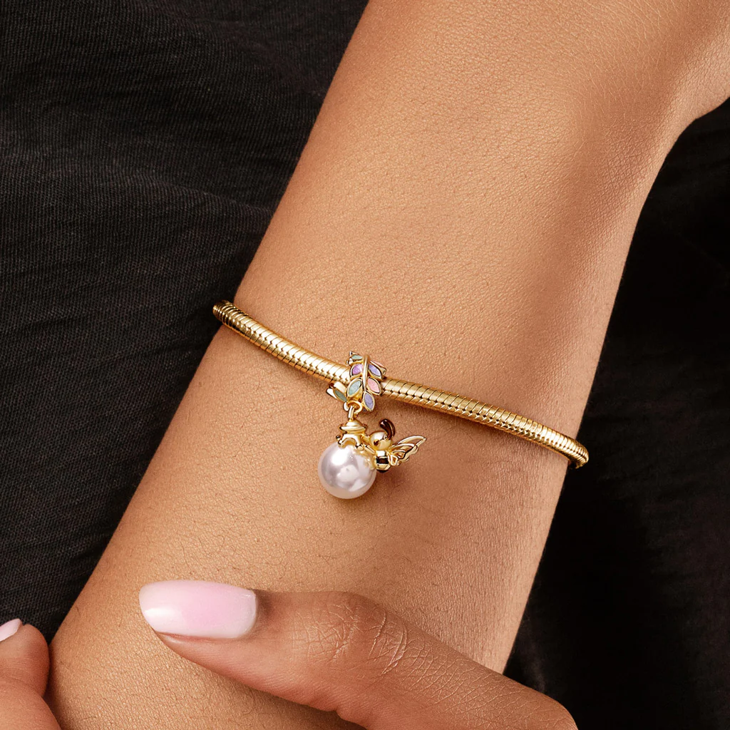 Gnoce Pearl Bee Pendant Dangle Charm - Image 2