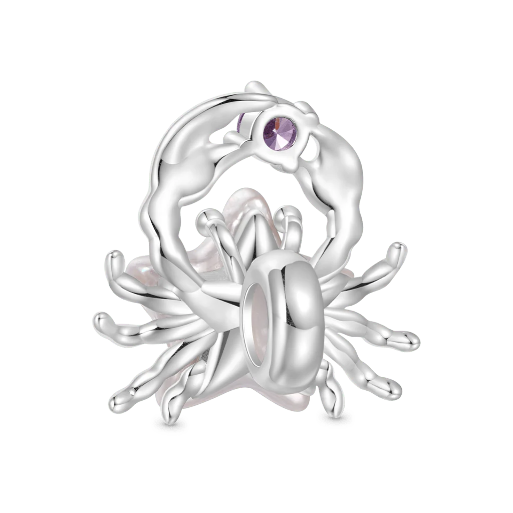 Gnoce Irregular Pearl Crab Star Birthstone Charm Platinum-plated Silver Blend - Image 3