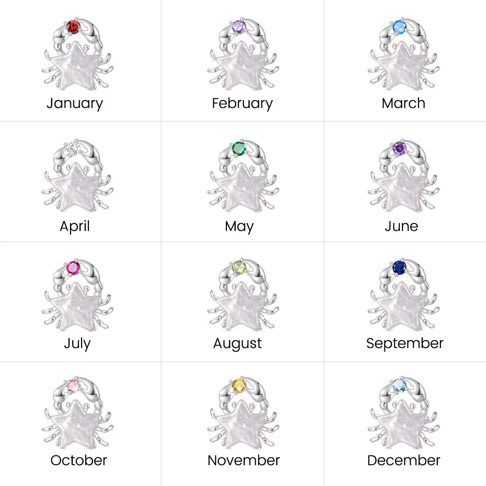 Gnoce Irregular Pearl Crab Star Birthstone Charm Platinum-plated Silver Blend - Image 7