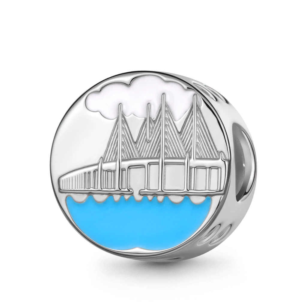 Gnoce Malaysia Penang Bridge Charm Platinum-plated Silver Blend
