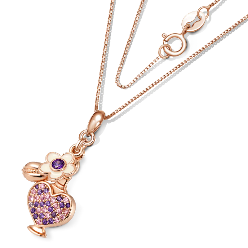 Gnoce Exquisite Perfume Heart Bottle Necklace Platinum-plated Silver Blend - Image 3