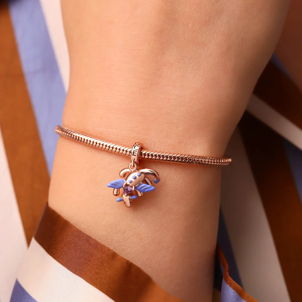 Gnoce Fun Persimmon Dragon Embraces Love Charm Platinum-plated Silver Blend - Image 7