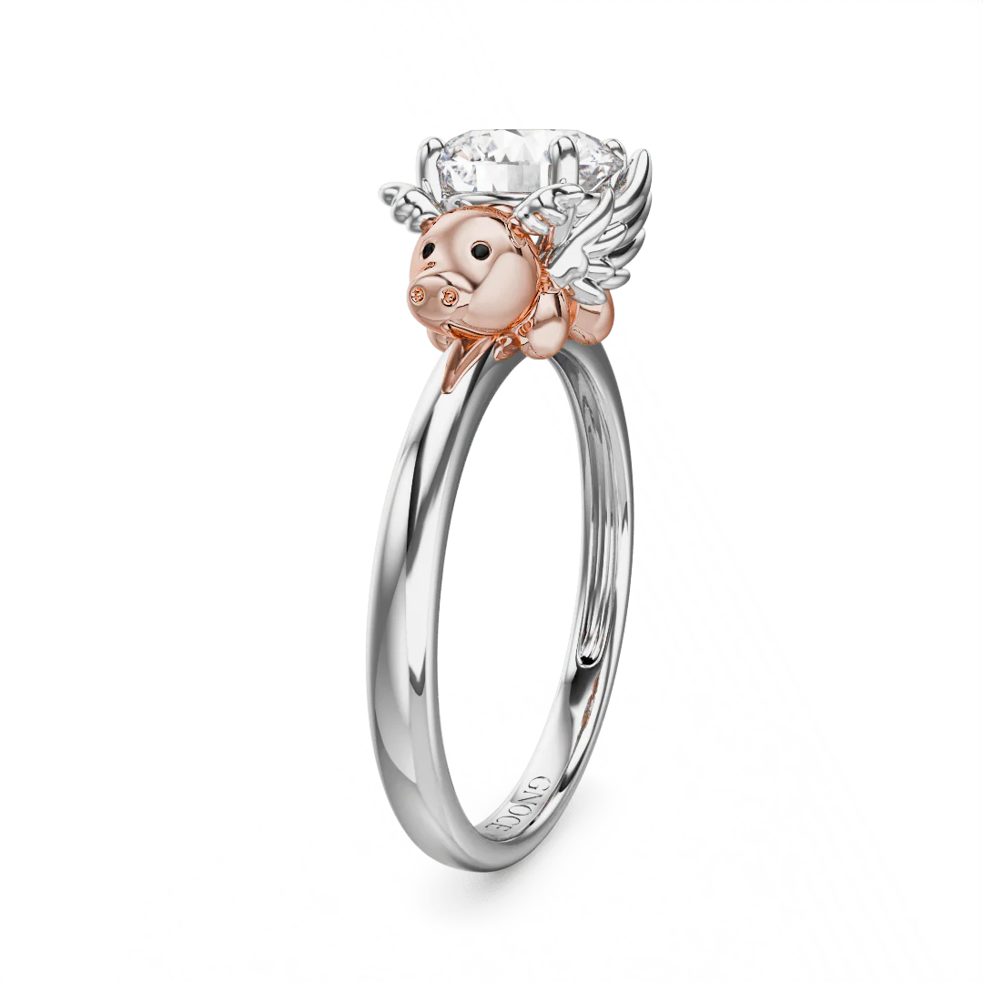 Gnoce Persimmon Dragon Embraces Moissanite Ring Platinum-plated Silver Blend - Image 4