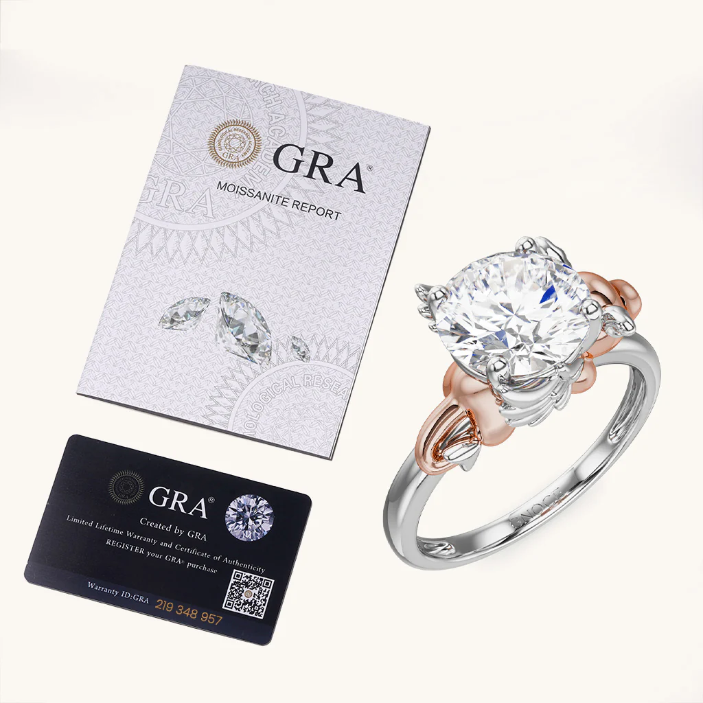 Gnoce Persimmon Dragon Embraces Moissanite Ring Platinum-plated Silver Blend - Image 6