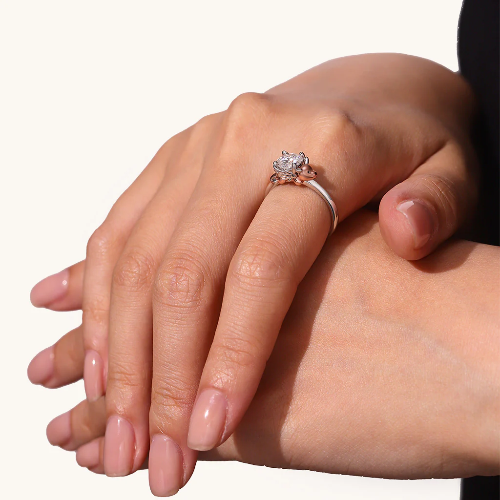 Gnoce Persimmon Dragon Embraces Moissanite Ring Platinum-plated Silver Blend - Image 8