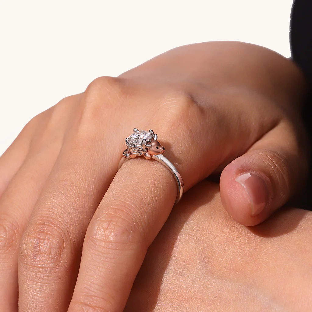 Gnoce Persimmon Dragon Embraces Moissanite Ring Platinum-plated Silver Blend - Image 9