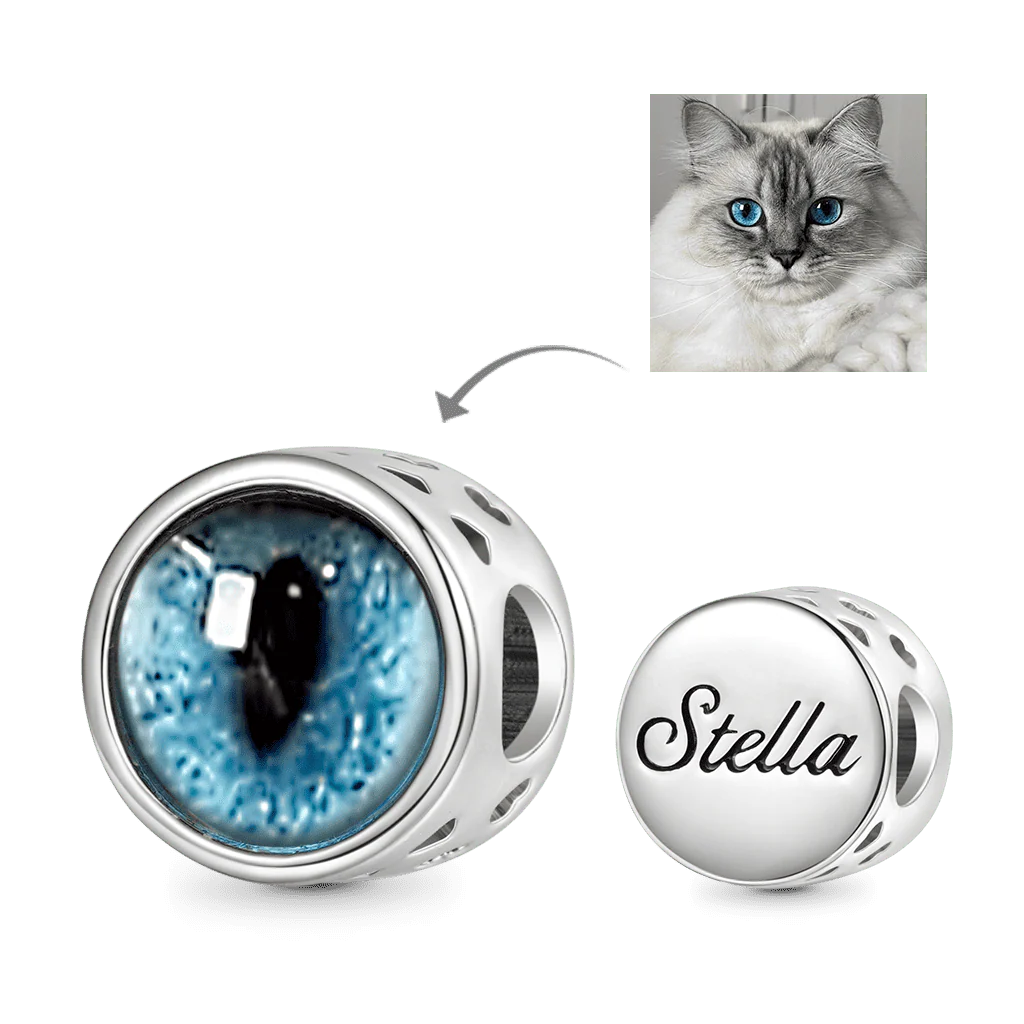 Gnoce Engravable Personalized Eye Photo Charm Platinum-plated Silver Blend