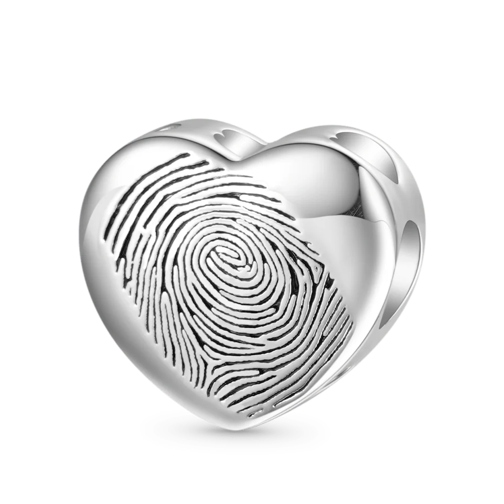 Gnoce Personalized Fingerprint Engravable Heart Pendant Dangle Charm - Image 3