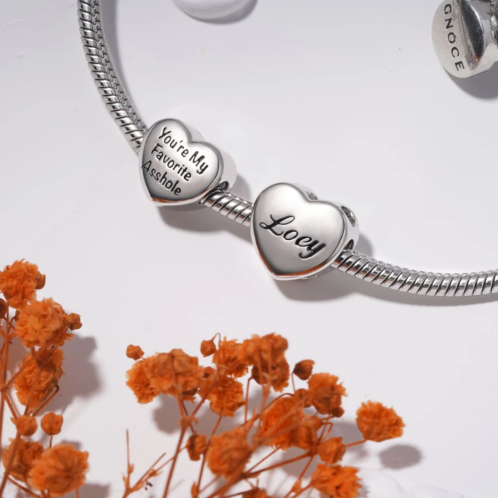 Gnoce Personalized Fingerprint Engravable Heart Pendant Dangle Charm - Image 4