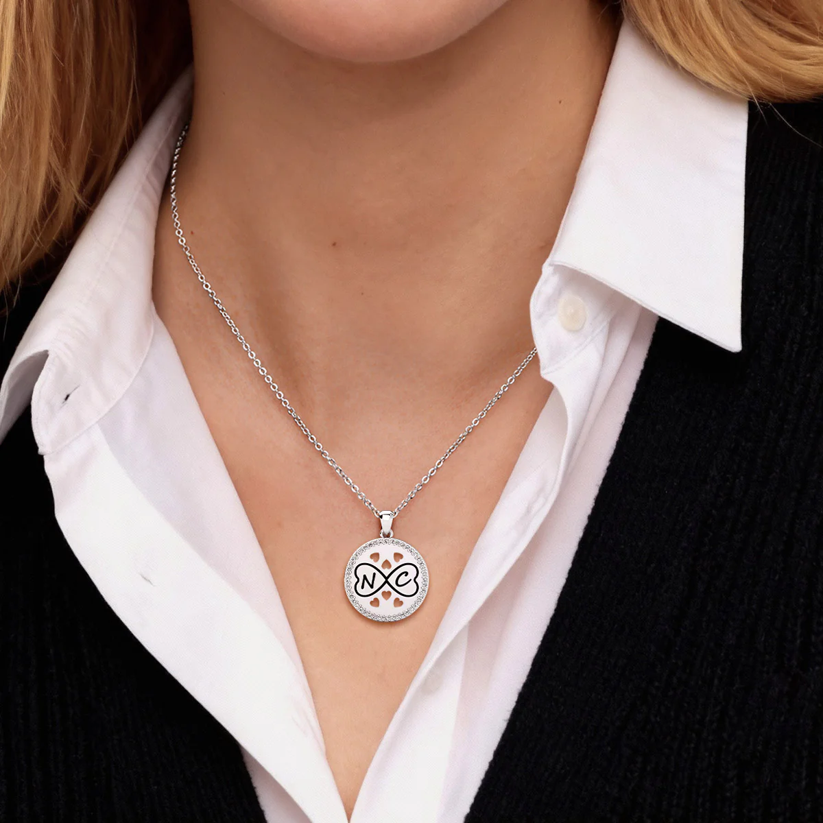 Gnoce Personalized Infinity Heart Initial Necklace with Birthstone Options - Image 2